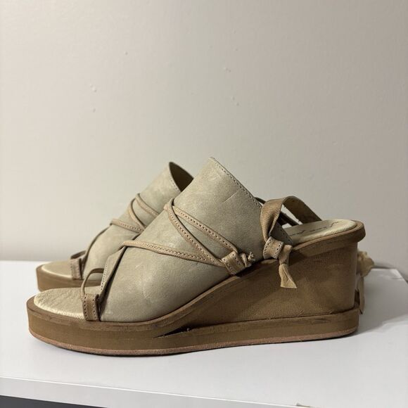 Free People Womens Brown Platform Heels Shoes Ankle Ties Size 38 - Picture 1 of 7